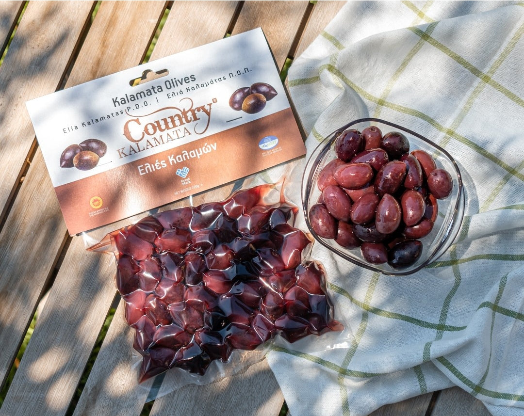 Country Kalamata Variety Olives Vacuum Pack 220g