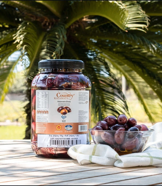 Country Kalamata Variety Olives 1.5LT - Oil Fans