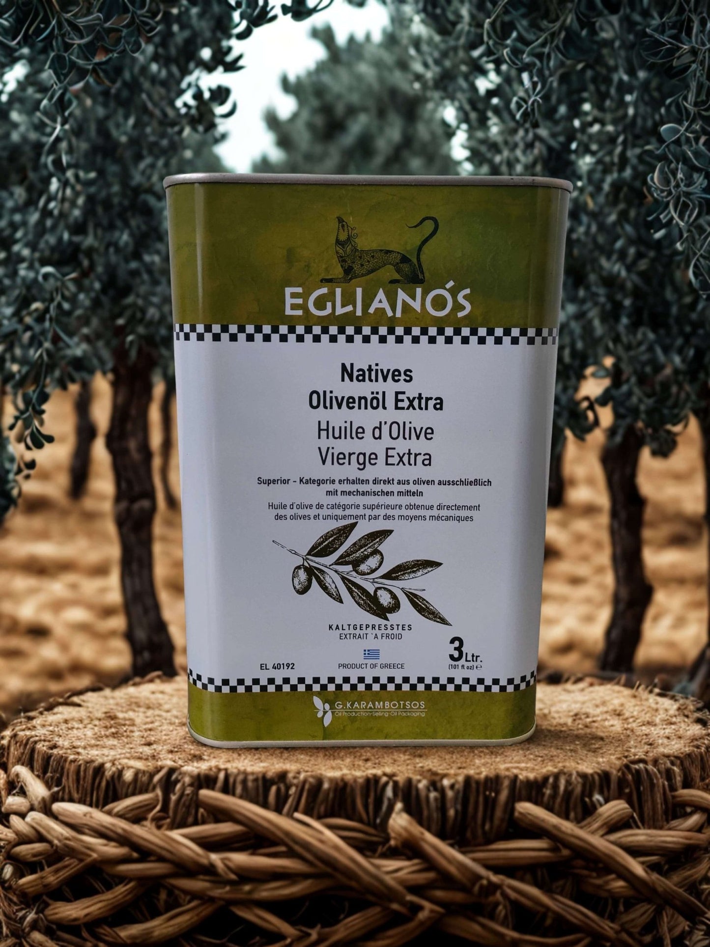 Eglianos Extra Virgin Olive Oil 3L Tin Can - Oil Fans