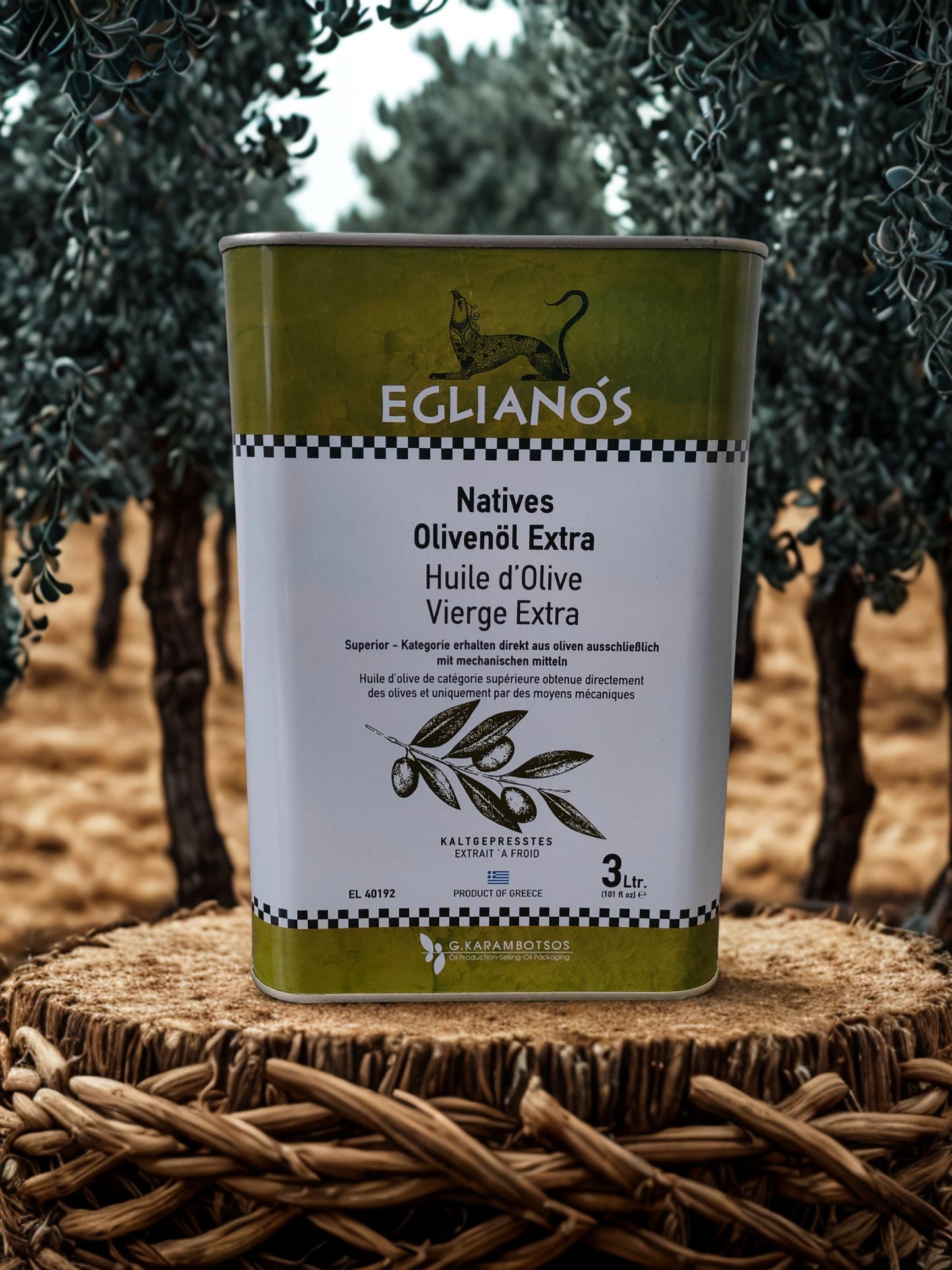 Eglianos Extra Virgin Olive Oil 3L Tin Can